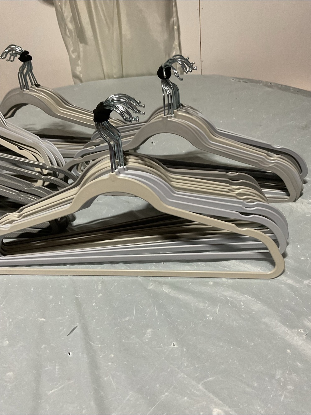 Set of Neutral Cream and Gray Women's Garment Hangers 50 pcs - Picture 2 of 4